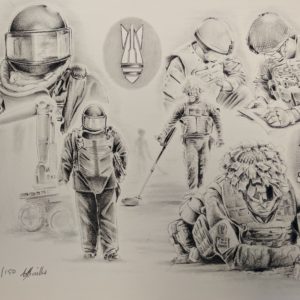 A3 pencil print collage of EOD & Search by Az Baillie