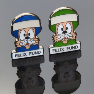 Blue and Green Felix pin badges