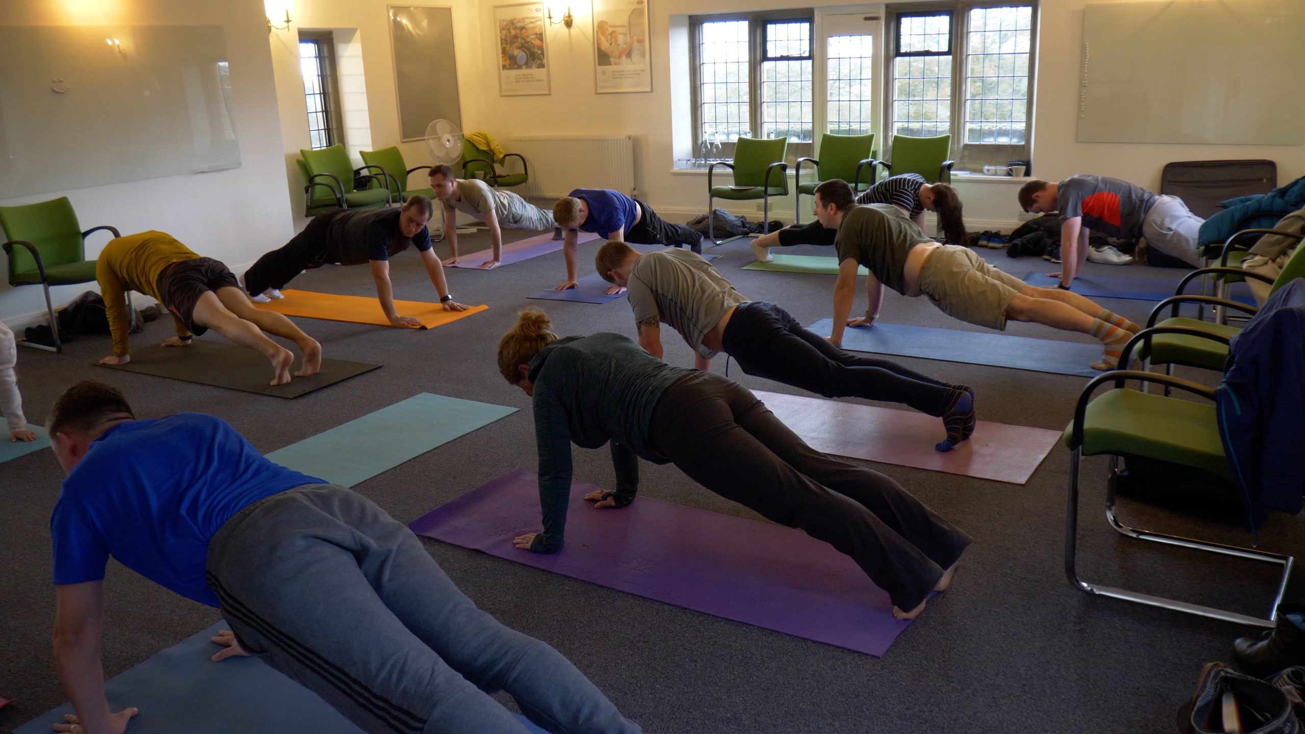 Yoga session on the Dashbard course